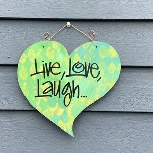 Lime Green & Blue Heart-Shaped Wall Decor - Live, Love, Laugh